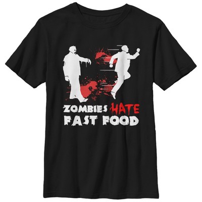 Boy's Lost Gods Halloween Zombies Hate Fast Food T-shirt - Black ...