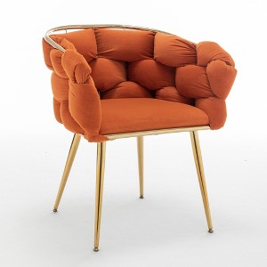 KTMBDW Luxury Modern Upholstered Accent Chair,Retro Leisure Velvet Single Sofa Chair with Golden Metal Legs for Living Room/Bedroom - 1 of 4