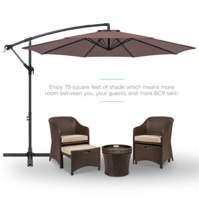 Deep Taupe 10ft Offset Hanging Outdoor Patio Umbrella with Steel Frame