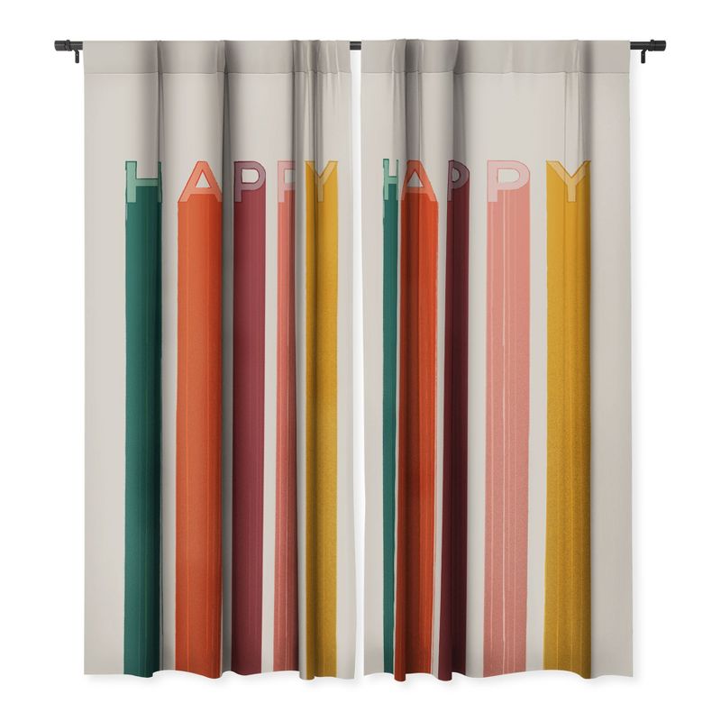 Showmemars Happy Letters in Retro Colors 50" x 84" Single Panel Room Darkening Window Curtain - Society 6, 3 of 5