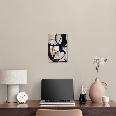 Flowing Abstract Shapes Canvas Wall Art in Beige and Black, 10" x 15"