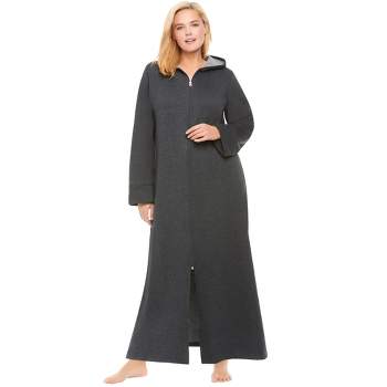 Dreams & Co. Women's Plus Size Long Hooded Fleece Sweatshirt Robe