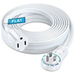Maximm 360° Rotating Flat Plug Extension Cord Flat Cord with Slim Space-Saving Plug Design, 16 AWG - 1 of 4