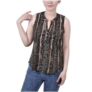NY Collection Womens Jacquard Floral Sleeveless Blouse Top - 1 of 1