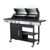 Dolonm 3+1 Hybrid Grill: Gas & Charcoal Combo w/Side Burner, 37,230BTU, Enamel Cast Iron Grids & Lockable Casters (Black) - 2 of 4