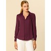 INSPIRE CHIC Women's Elegant V Neck Long Sleeve Office Work Satin Shirt - 3 of 4