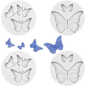 JDICTION Elegant Gray Butterfly Silicone Mold, 4-Pc Set with Detailed Designs for Resin Art & Fondant Decor - 1 of 4