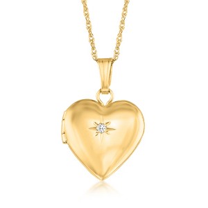 Ross-Simons Child's 14kt Yellow Gold Small Heart Locket Necklace With Diamond Accent Size 15 - 1 of 4