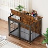 Munora Furniture Dog Crate with Sliding Iron Door and Mat (Rustic Brown, 43.7"W x 30"D x 33.7"H) - 4 of 4