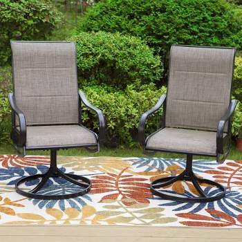 2pk Steel 360 Swivel Patio Padded Arm Chairs - Captiva Designs