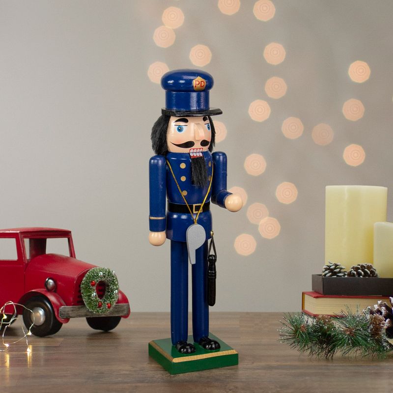 Northlight 14" Blue and Black Wooden Police Officer Christmas Nutcracker, 2 of 6
