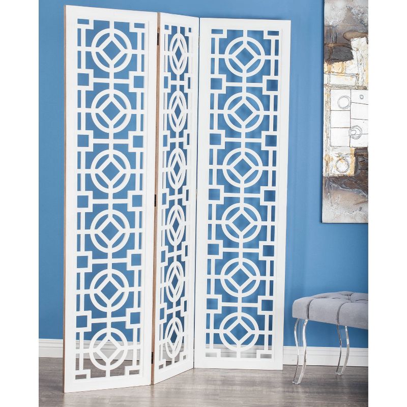 Farmhouse Wood Patterned Room Divider Screen White - Olivia &#38; May, 4 of 22