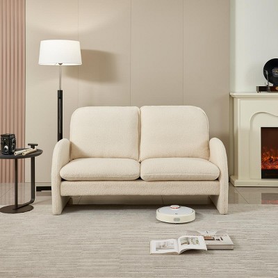 59" Loveseat Sofa Small Couch for Living Room,Boucle Fabric Upholstered Loveseat Sofa Couch,Small Loveseat Sofa for Apartment,Bedroom-Cuddlewood