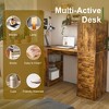 KTMBDW Computer Desk with 3 Drawers and 4-Tier Storage Shelves, Farmhouse Desk with 4-in-1 Socket for Home Office, Study, Bedroom, Brown - 2 of 4