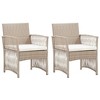 vidaXL Patio Chairs 2 Pcs Outdoor Patio Dining Chair with Cushions Poly Rattan - Beige - 2 of 4