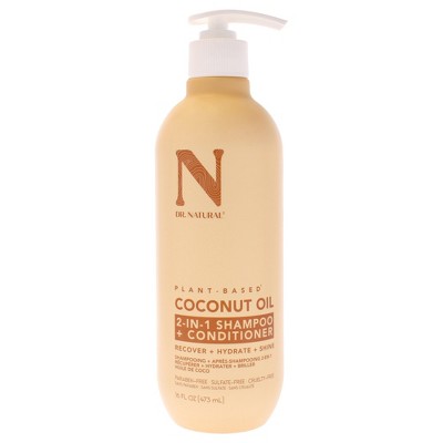 Dr. Natural 2-in-1 Shampoo Plus Conditioner - Strengthen and Add Shine to Hair - Moisturizing Frizz Control Clarifying Shampoo - Coconut Oil - 16 oz