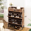 Hooseng Slim Wooden Shoe Cabinet with Drawers, Freestanding Shoe Organizer with Metal Legs for Entryway, Narrow Shoe Rack Storage Unit - 4 of 4