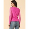 Allegra K Women's Slim Fit Sheer-Long-Sleeves Flower Embroidery Lace Top - 4 of 4