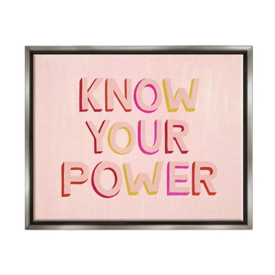 Stupell Industries Know Your Power Pink Inspirational Framed Canvas