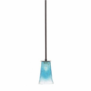 Toltec Lighting Apollo 1 - Light Pendant in  Dark Granite with 5" Square Teal Crystal Shade - 1 of 1