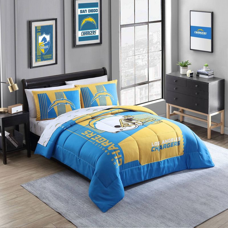 NFL Los Angeles Chargers Status Bed In A Bag Sheet Set - Queen, 1 of 2