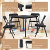 Metal Folding Chairs and Table, Leather Padded Folding Chairs with Comfortable Cushion, Upholstered Activity Table Set for Eating, Reading, Playing - 3 of 4