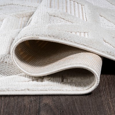 Ivory Geometric Square Indoor/Outdoor Area Rug