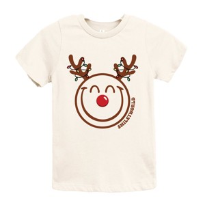 SmileyWorld Reindeer Lights - Youth Short Sleeve Graphic T-Shirt and Toddler Short Sleeve Graphic T-Shirt - 1 of 3