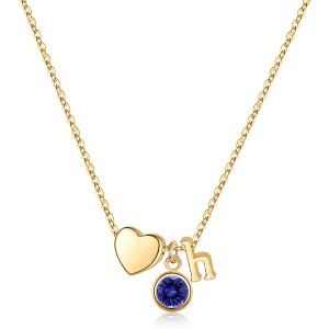 Turandoss 18K Gold Initial Heart Necklace for Women Girls - December Tanzanite Birthstone Pendant Necklace, Jewelry for Women, Birthday Gifts, 16+2In - 1 of 4
