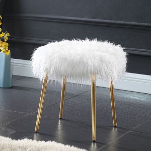 PAGED 16 Inch Wooden Ottoman, Modern Side Table Footrest Ottoman, Square Rattan Vanity Chair for Living Room, Bedroom - 1 of 4