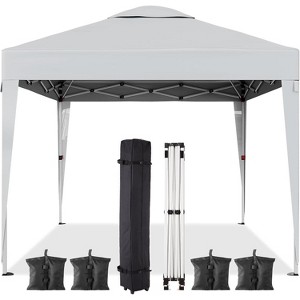 Acekool 10x10 Pop Up Canopy Tent, Commercial Instant Outdoor Shelter with Wheeled Bag & Sandbags, Sun Shade for Camping, Beach, Parties, White - 1 of 4