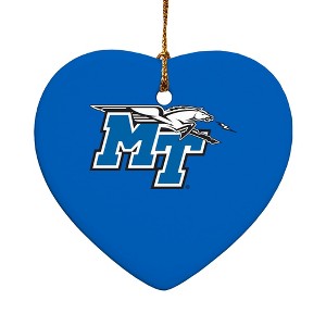 Middle Tennessee State Primary Logo HeartShaped Porcelain Holiday Christmas Tree Ornament  2.8" - 1 of 4