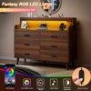 WOWLIVE 6 Drawer Dresser with 2-Tier Open Shelf, Wooden Dresser with Power Outlet & LED Lights, Chest of Drawers Dresser for Bedroom - 4 of 4