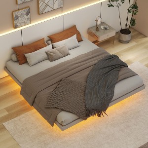 NicBex Wood Platform Bed Frame,Floating Bed with LED Lights Underneath - 1 of 4