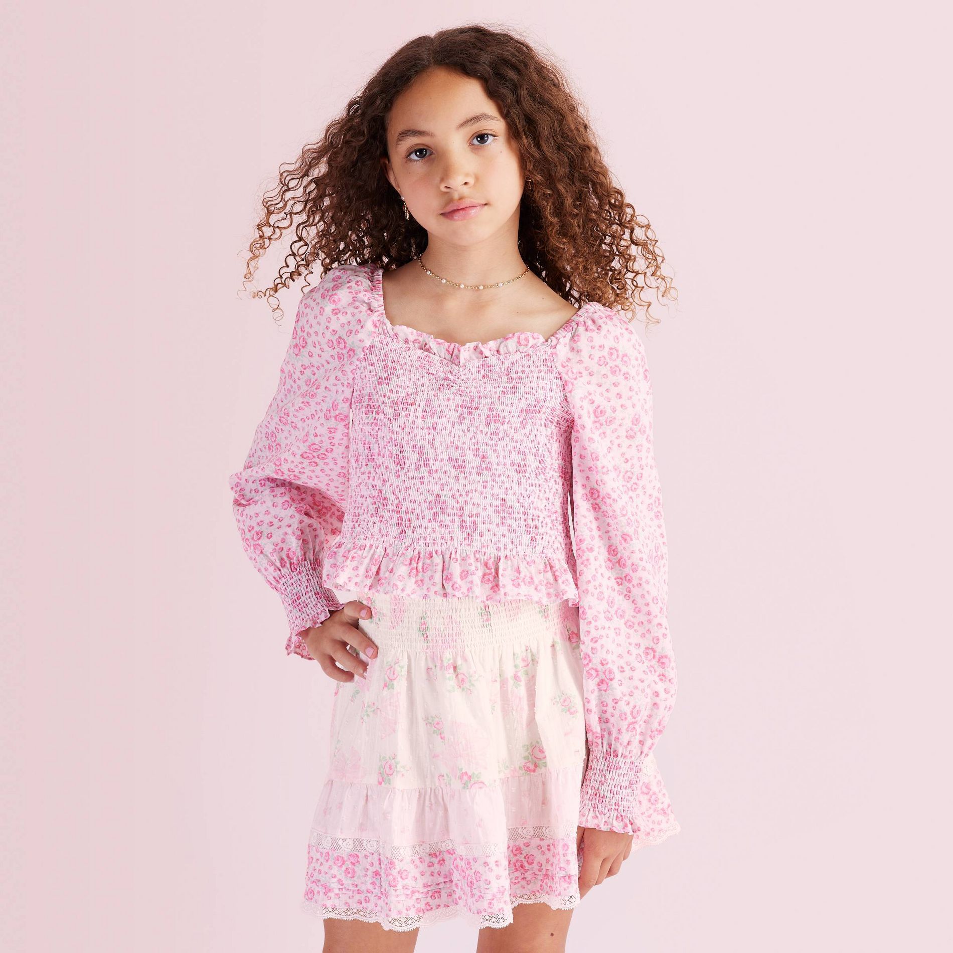 Girls' Scarlett Roseheart Smocked Long Sleeve Top - LoveShackFancy x Target Rose Pink