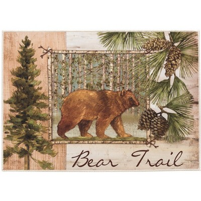 Olivia’s Home Brown Bear Trail Doormat – 22" x 32" Rustic Coir Entry Rug with Forest Bear Print for Cabin or Lodge Decor
