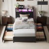 VINGLI Metal Platform with 4 Storage Drawers/Headboard/Charging Station/LED Lights, No Box Spring Needed, Noise Free, Easy Assembly, Black - 2 of 4