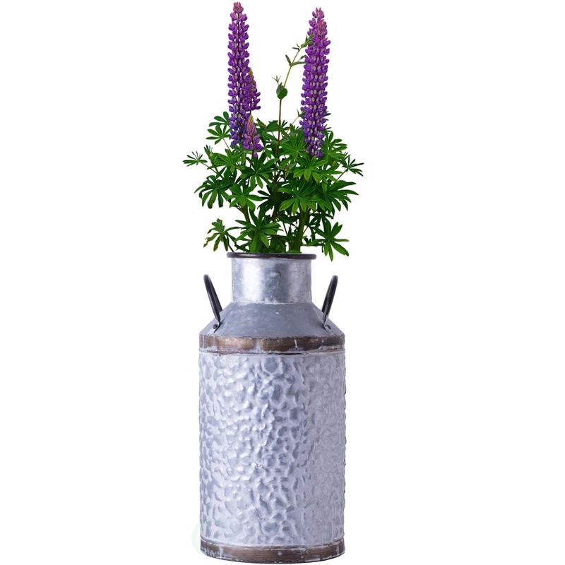 Vintiquewise Rustic Farmhouse Style Galvanized Metal Milk Can Decoration Planter and Vase, 3 of 6