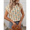 Clearlove Womens Pullover Sweaters Cap Short Sleeve Printed Crop Tops Summer Color Block Crew Neck Knit Sweaters - 4 of 4