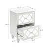 WhizMax 2 Drawer Nightstand Set of 2, Modern Mirrored Night Stand with Crystal Handle, Bedside Furniture for Bedroom Living Room, White - 3 of 4