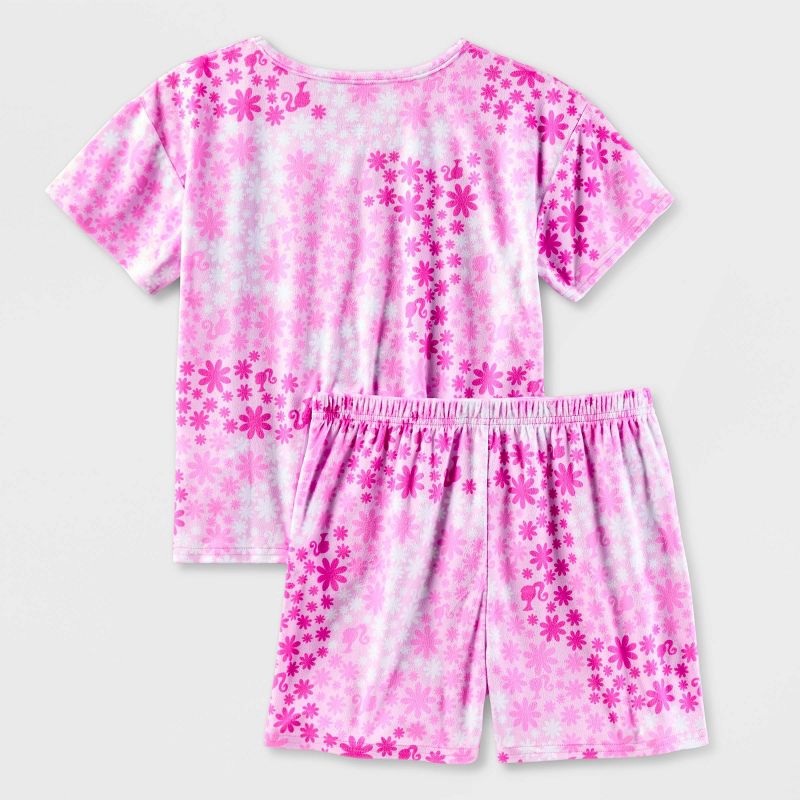 Girls&#39; Barbie 2pc Short Sleeve Pajama Set - Pink, 2 of 4