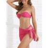 INSPIRE CHIC Women's O Ring Bandeau Ribbed Bikini Sets Triangle Bottoms with Cover Up Bottoms Swimwear Bathing Suits 3 Pieces - 2 of 4