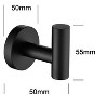 Munora 6-Pack Stainless Steel Bathroom Towel Hooks, No Drill, Matte Black - 3 of 4