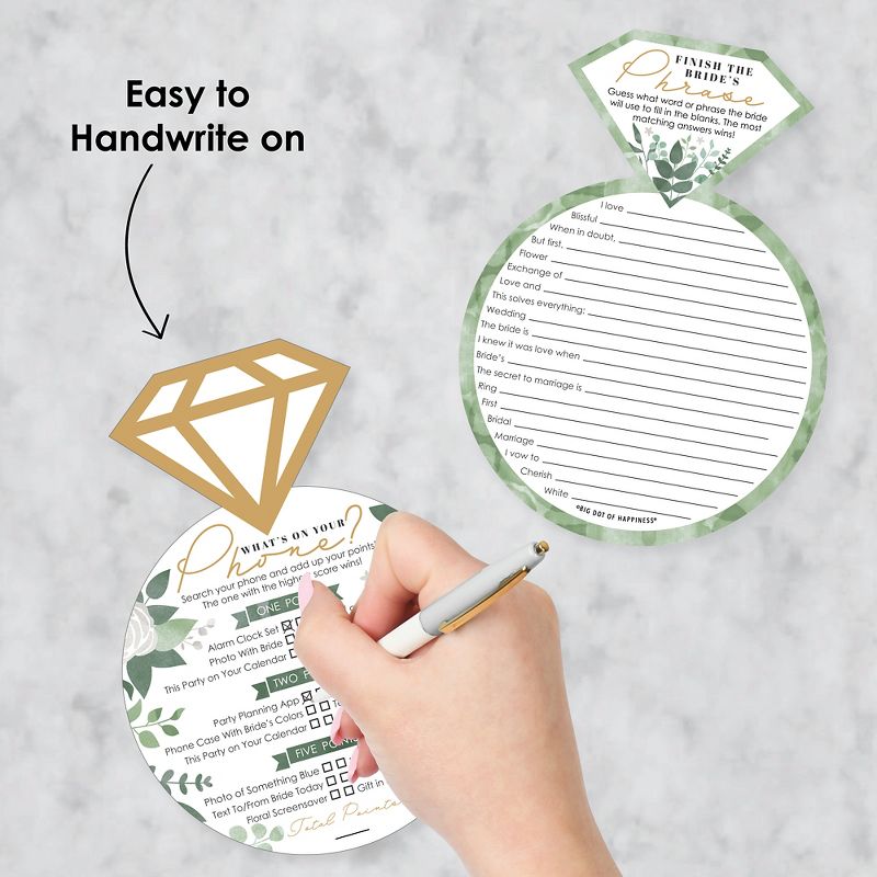 Big Dot of Happiness Boho Botanical Bride - 2-in-1 Greenery Bridal Shower and Wedding Party Cards - Activity Duo Games - Set of 20, 3 of 9