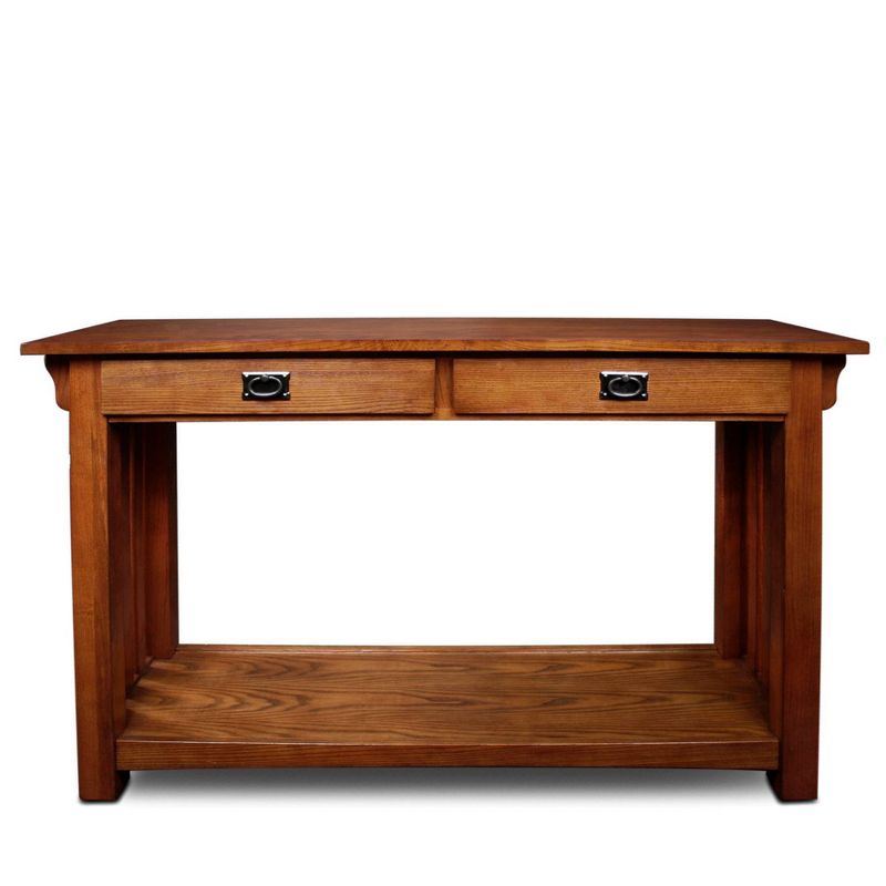 Mission Console Table with Drawers And Shelf Medium Oak - Leick Home, 6 of 12