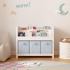 KWPZQEB 3 Tier Kids Bookshelf with 3 Fabric Bins, Wooden Toddler Bookcase for Playroom, Nursery, Bedroom - White - 2 of 4