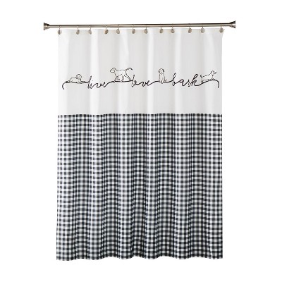 black white gray fabric shower curtain
