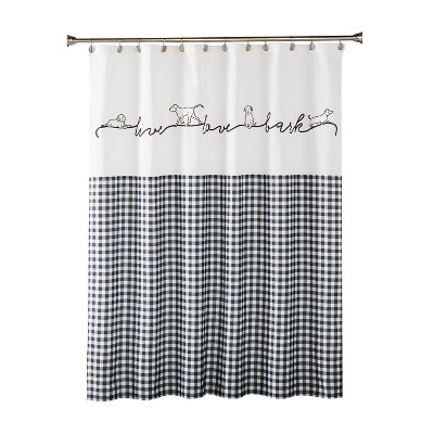 Farmhouse Dogs Fabric Shower Curtain Black - SKL Home