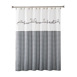 Farmhouse Dogs Fabric Shower Curtain Black - SKL Home: Polyester Twill, Animal Pattern, Machine Washable - 1 of 3