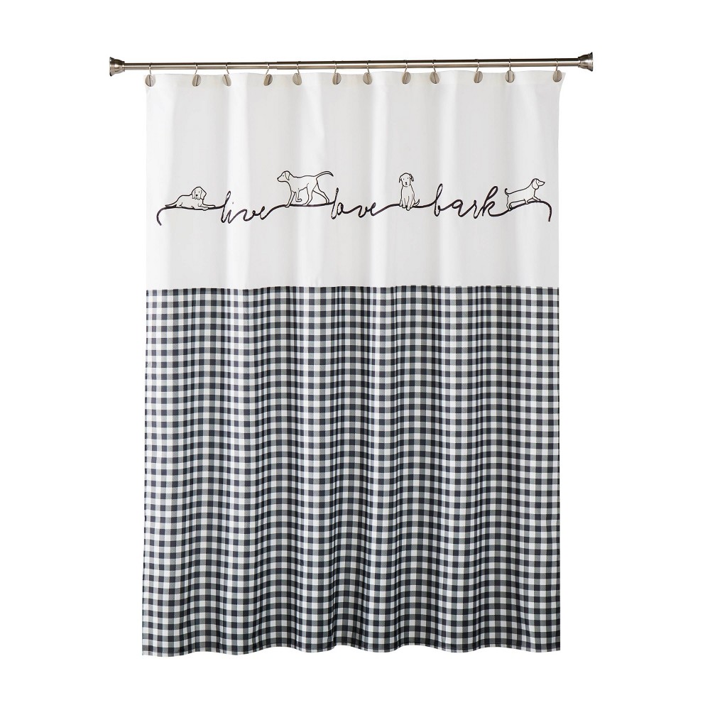 Photos - Shower Curtain Farmhouse Dogs Fabric  Black - SKL Home